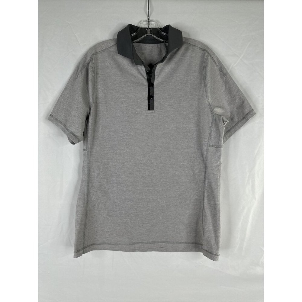 Lululemon Polo Shirt Mens Size M Gray Short Sleeve Golf Athletic Casual